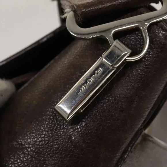 BVLGARI Shoulder Bag Leather Brown Silver Auth